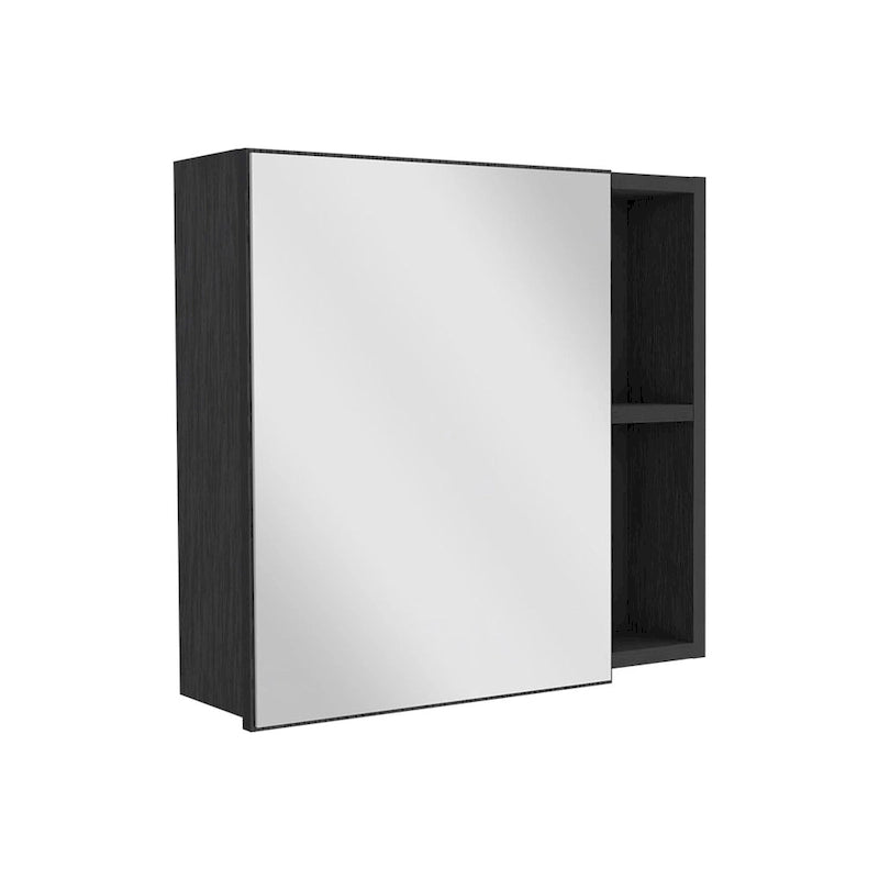 Armoire à pharmacie Viking, trois étagères intérieures, une porte, deux étagères extérieures, finition Wengé noir