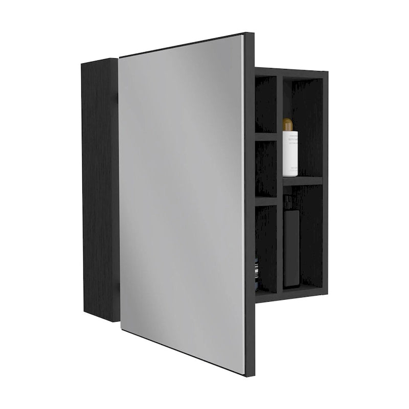 Armoire à pharmacie Viking, trois étagères intérieures, une porte, deux étagères extérieures, finition Wengé noir