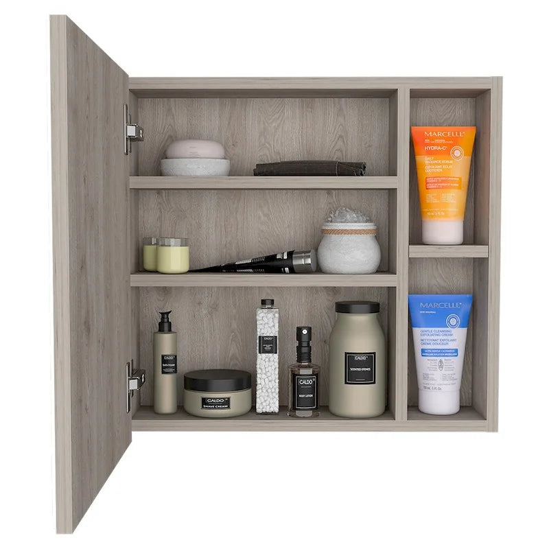 Armoire à pharmacie Viking, trois étagères intérieures, une porte, deux étagères extérieures, finition Wengé noir