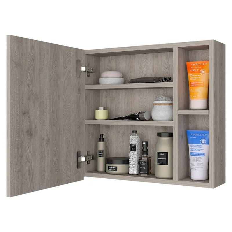Armoire à pharmacie Viking, trois étagères intérieures, une porte, deux étagères extérieures, finition Wengé noir