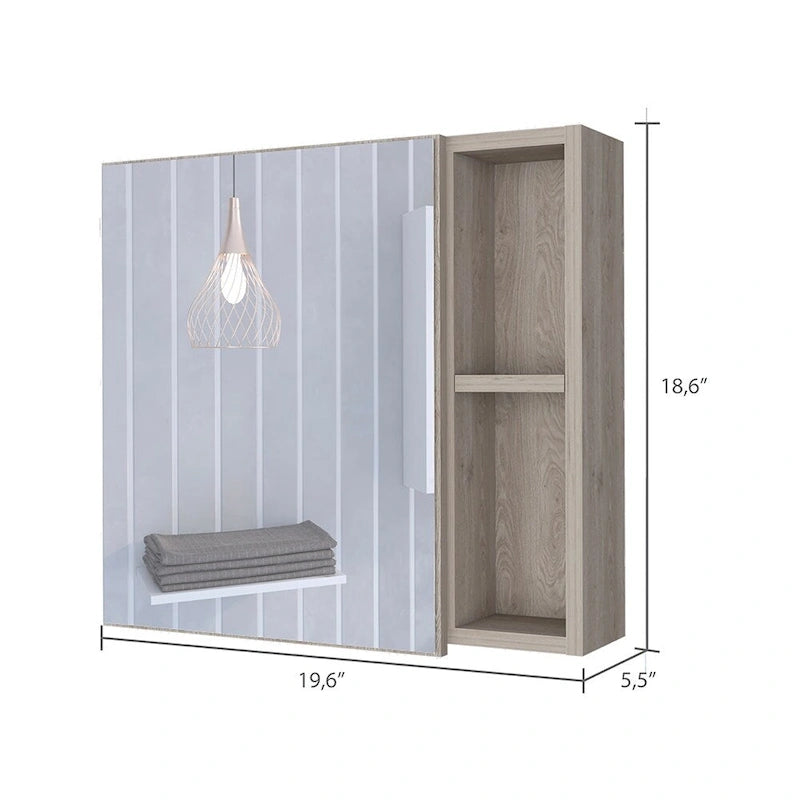 Armoire à pharmacie Viking, trois étagères intérieures, une porte, deux étagères extérieures, finition Wengé noir