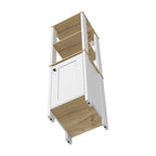 Meuble de Rangement Jannes, Deux Niches Ouvertes, Une Porte, Chêne Clair / Blanc