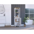 Meuble de Rangement Jannes, Deux Niches Ouvertes, Une Porte, Chêne Clair / Blanc