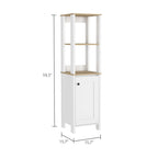 Meuble de Rangement Jannes, Deux Niches Ouvertes, Une Porte, Chêne Clair / Blanc