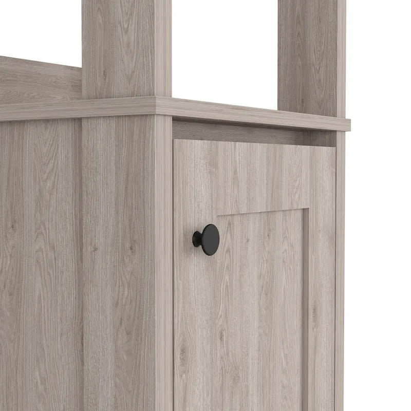 Meuble de Rangement Jannes, Deux Niches Ouvertes, Une Porte, Chêne Clair / Blanc