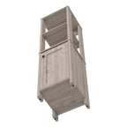 Meuble de Rangement Jannes, Deux Niches Ouvertes, Une Porte, Chêne Clair / Blanc