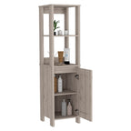 Meuble de Rangement Jannes, Deux Niches Ouvertes, Une Porte, Chêne Clair / Blanc