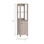 Meuble de Rangement Jannes, Deux Niches Ouvertes, Une Porte, Chêne Clair / Blanc