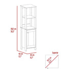 Meuble de Rangement Jannes, Deux Niches Ouvertes, Une Porte, Chêne Clair / Blanc