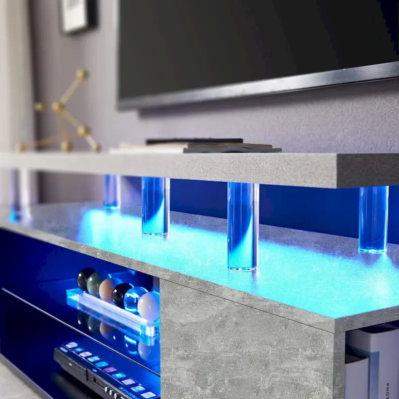 Table console de rangement média centrale avec grand meuble latéral pour salon - 63.00L * 16W * 21H