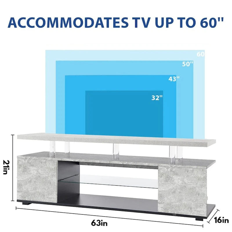 Table console de rangement média centrale avec grand meuble latéral pour salon - 63.00L * 16W * 21H