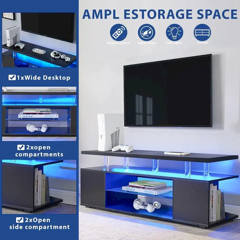 Table console de rangement média centrale avec grand meuble latéral pour salon - 63.00L * 16W * 21H