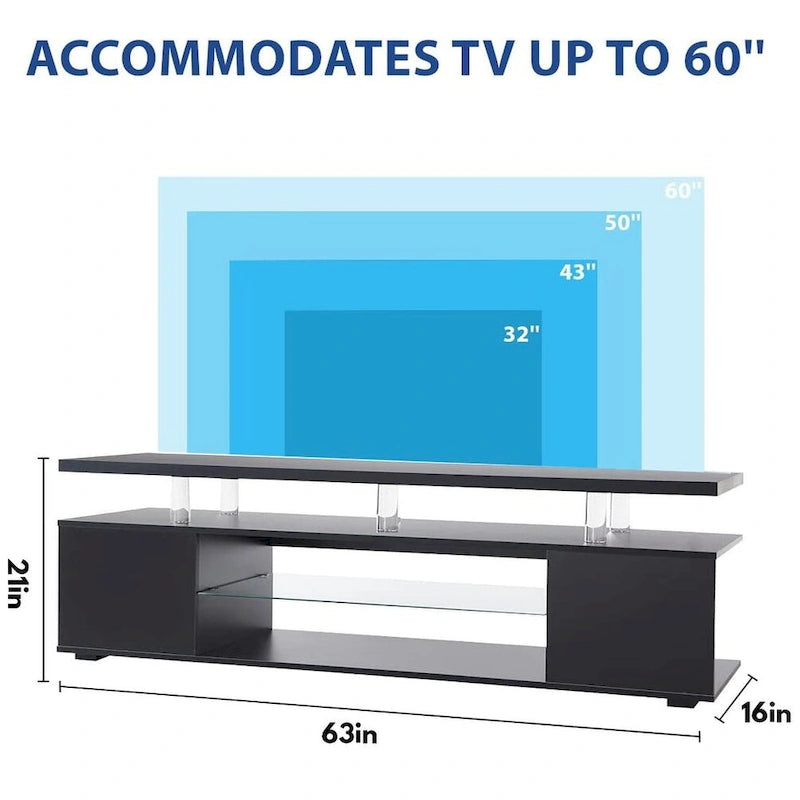 Table console de rangement média centrale avec grand meuble latéral pour salon - 63.00L * 16W * 21H
