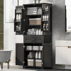 Meuble de rangement de salle de bain avec portes et tiroir, étagère réglable