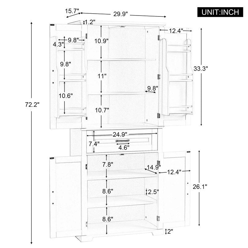 Meuble de rangement de salle de bain avec portes et tiroir, étagère réglable