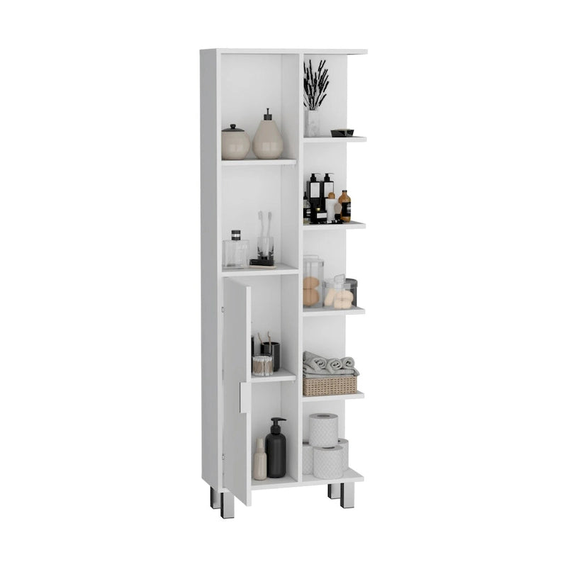 Meuble de salle de bain de 160 cm de hauteur avec sept étagères ouvertes pour le rangement du linge de maison
