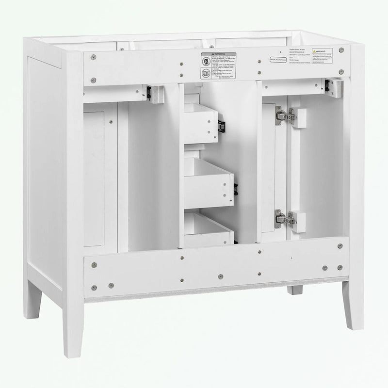 Meuble-lavabo avec vasque en céramique, deux placards et cinq tiroirs