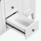 Meuble-lavabo avec vasque en céramique, deux placards et cinq tiroirs