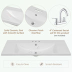 Meuble-lavabo avec vasque en céramique, deux placards et cinq tiroirs