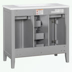 Meuble-lavabo avec vasque en céramique, deux placards et cinq tiroirs