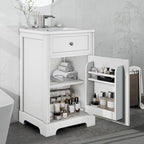 Meuble de salle de bain de 20 pouces avec lavabo, armoire de salle de bain avec porte à fermeture douce, étagère de rangement et étagère réglable, blanc