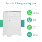 Meuble de salle de bain de 20 pouces avec lavabo, armoire de salle de bain avec porte à fermeture douce, étagère de rangement et étagère réglable, blanc
