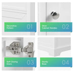 Meuble de salle de bain de 20 pouces avec lavabo, armoire de salle de bain avec porte à fermeture douce, étagère de rangement et étagère réglable, blanc