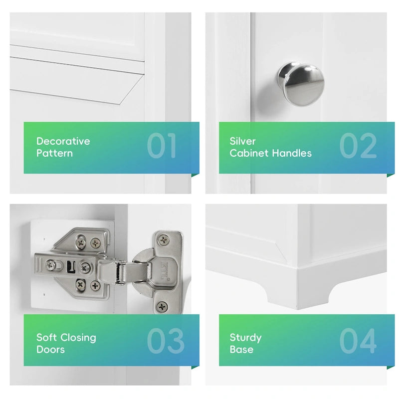 Meuble de salle de bain de 20 pouces avec lavabo, armoire de salle de bain avec porte à fermeture douce, étagère de rangement et étagère réglable, blanc