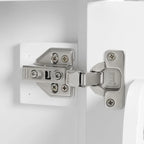 Meuble de salle de bain de 20 pouces avec lavabo, armoire de salle de bain avec porte à fermeture douce, étagère de rangement et étagère réglable, blanc