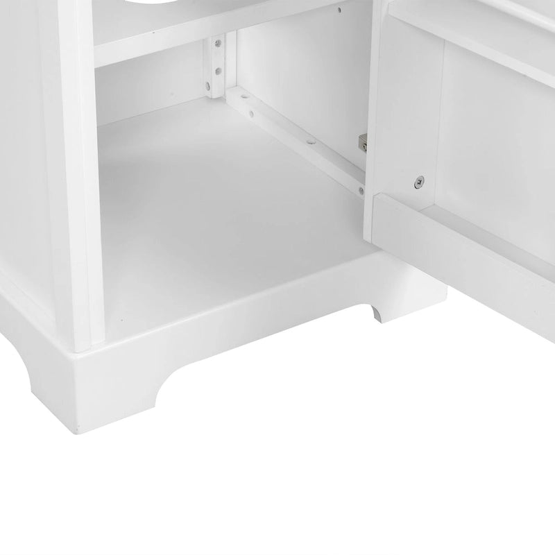 Meuble de salle de bain de 20 pouces avec lavabo, armoire de salle de bain avec porte à fermeture douce, étagère de rangement et étagère réglable, blanc