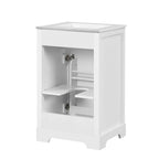 Meuble de salle de bain de 20 pouces avec lavabo, armoire de salle de bain avec porte à fermeture douce, étagère de rangement et étagère réglable, blanc