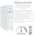 Meuble de rangement étroit pour salle de bain - 19,69P x 6,45L x 22,83H