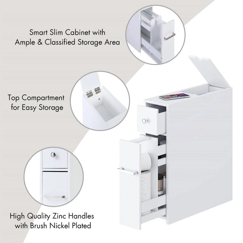 Meuble de rangement étroit pour salle de bain - 19,69P x 6,45L x 22,83H