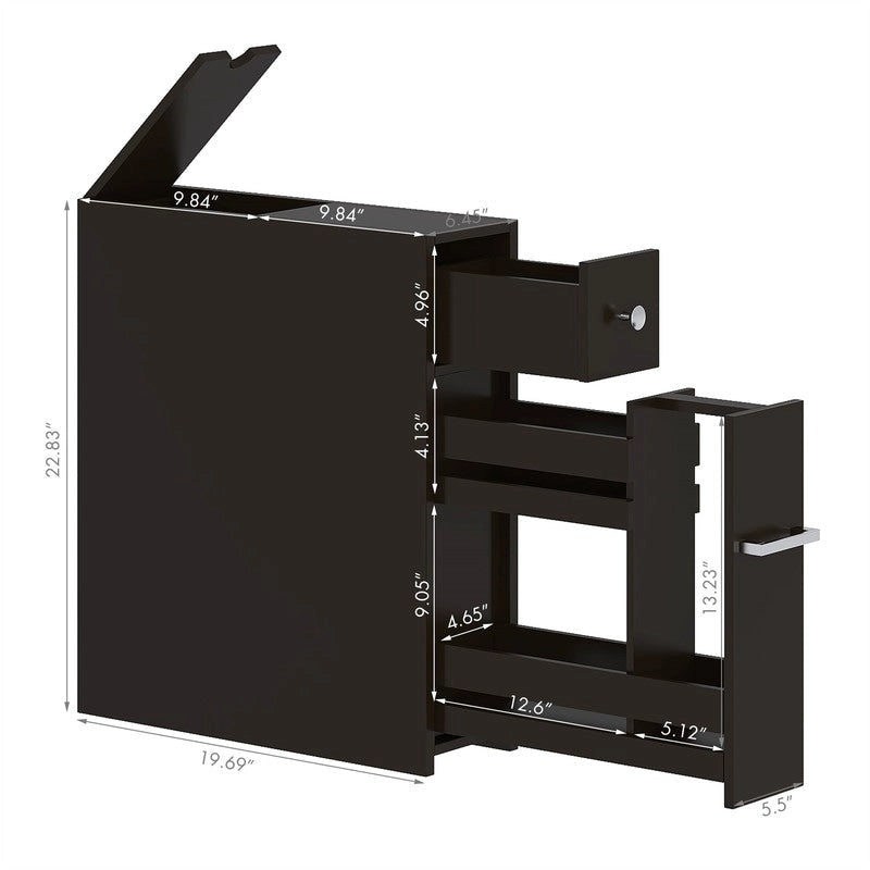 Meuble de rangement étroit pour salle de bain - 19,69P x 6,45L x 22,83H