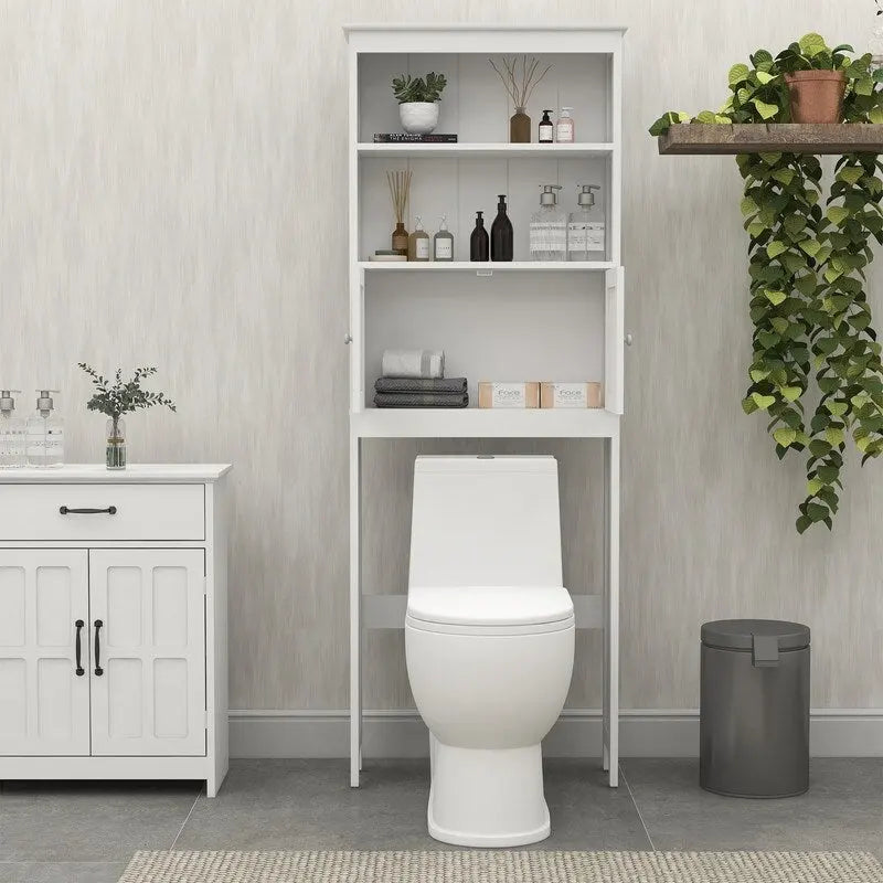 Meuble de salle de bain au-dessus des toilettes avec 2 portes, armoire de rangement en bois