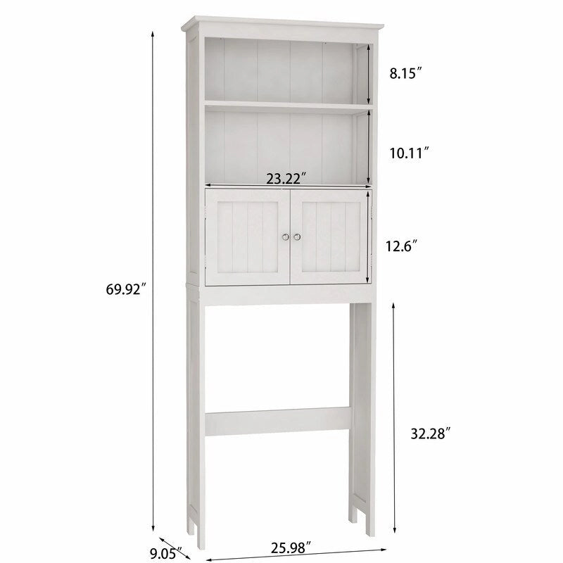 Meuble de salle de bain au-dessus des toilettes avec 2 portes, armoire de rangement en bois