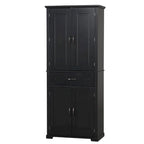 Meuble de rangement de salle de bain avec portes et tiroir, multiples espaces de rangement, étagère réglable, noir