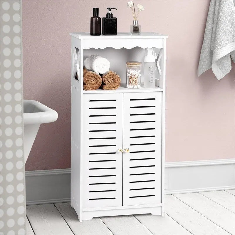 Meubles de Rangement de Salle de Bain Armoire Blanche sur Pied - 9,5P x 13,4L x 29,5H