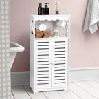 Meubles de Rangement de Salle de Bain Armoire Blanche sur Pied - 9,5P x 13,4L x 29,5H