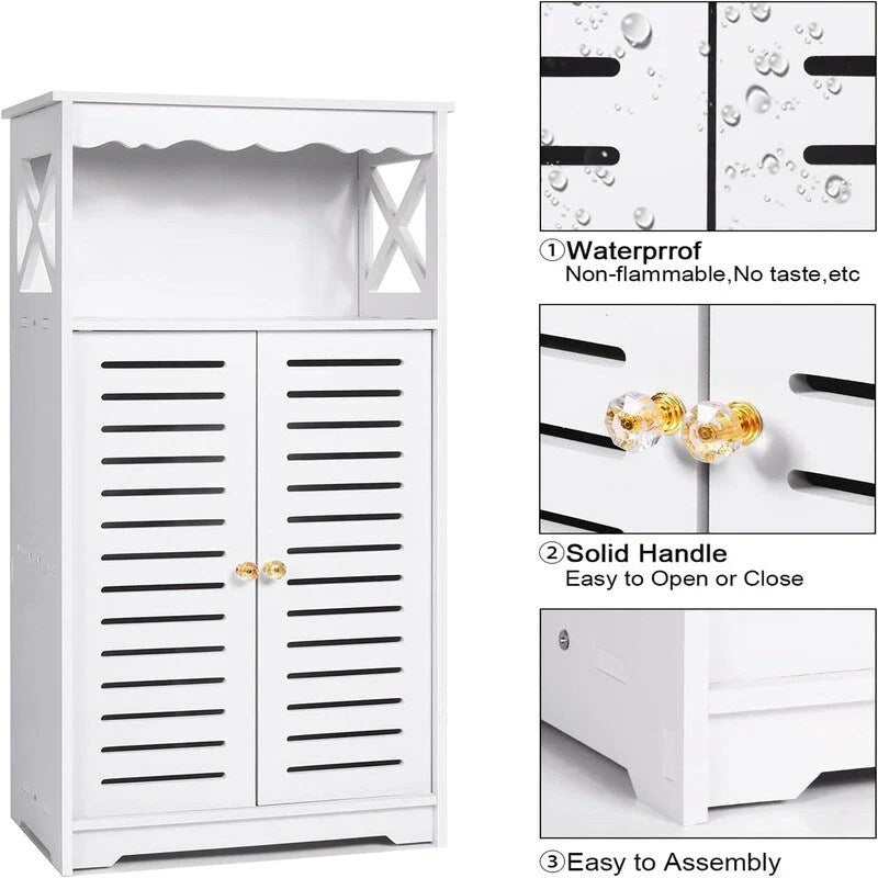 Meubles de Rangement de Salle de Bain Armoire Blanche sur Pied - 9,5P x 13,4L x 29,5H