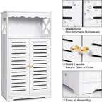 Meubles de Rangement de Salle de Bain Armoire Blanche sur Pied - 9,5P x 13,4L x 29,5H