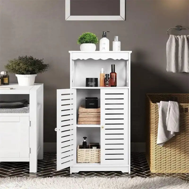 Meubles de Rangement de Salle de Bain Armoire Blanche sur Pied - 9,5P x 13,4L x 29,5H