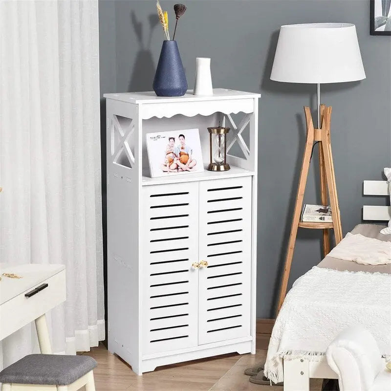 Meubles de Rangement de Salle de Bain Armoire Blanche sur Pied - 9,5P x 13,4L x 29,5H