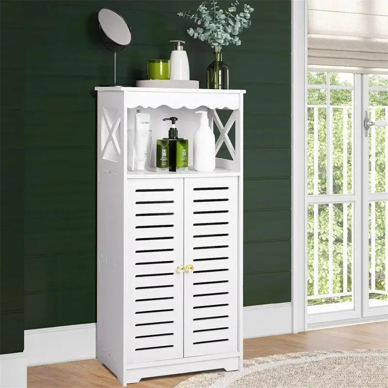 Meubles de Rangement de Salle de Bain Armoire Blanche sur Pied - 9,5P x 13,4L x 29,5H