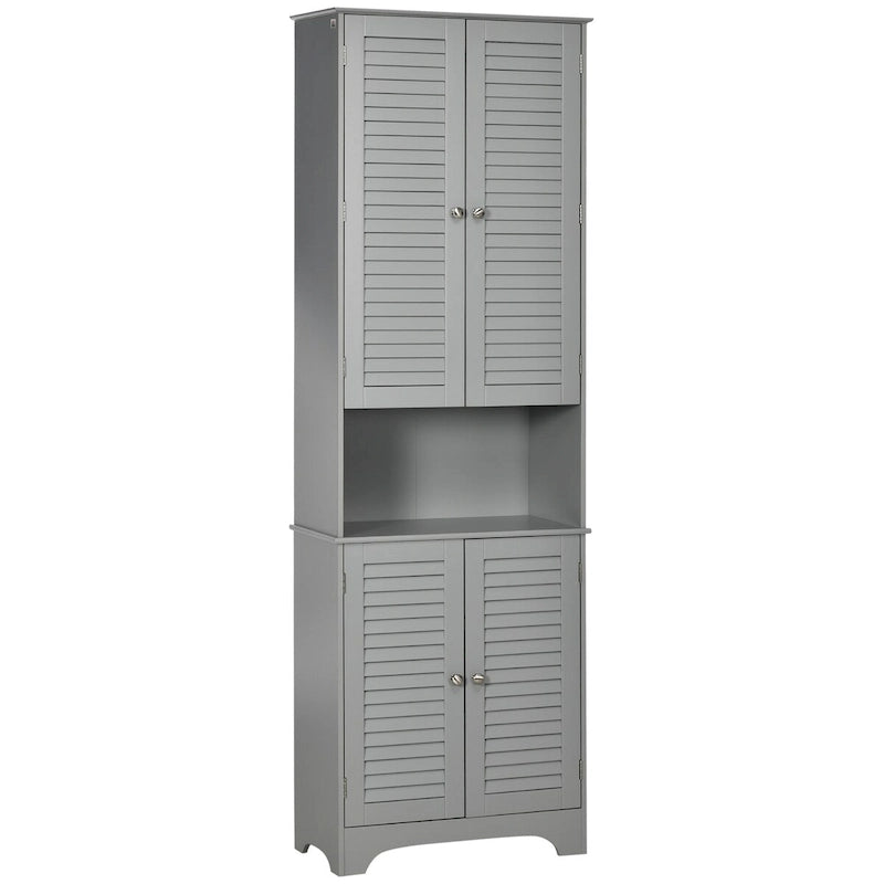 Meuble de Rangement Haut et Étroit pour Salle de Bain avec Portes et Étagères Réglables, Meuble Colonne avec 2 Armoires et Plan de Travail