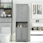 Meuble de Rangement Haut et Étroit pour Salle de Bain avec Portes et Étagères Réglables, Meuble Colonne avec 2 Armoires et Plan de Travail