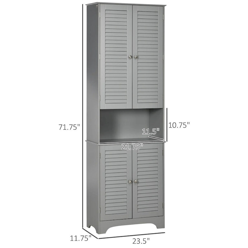 Meuble de Rangement Haut et Étroit pour Salle de Bain avec Portes et Étagères Réglables, Meuble Colonne avec 2 Armoires et Plan de Travail
