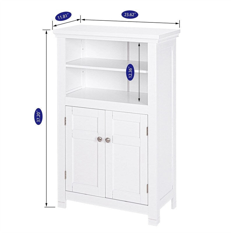Meuble de salle de bain autoportant avec portes et étagère réglable - 30P x 60L x 94.5H cm