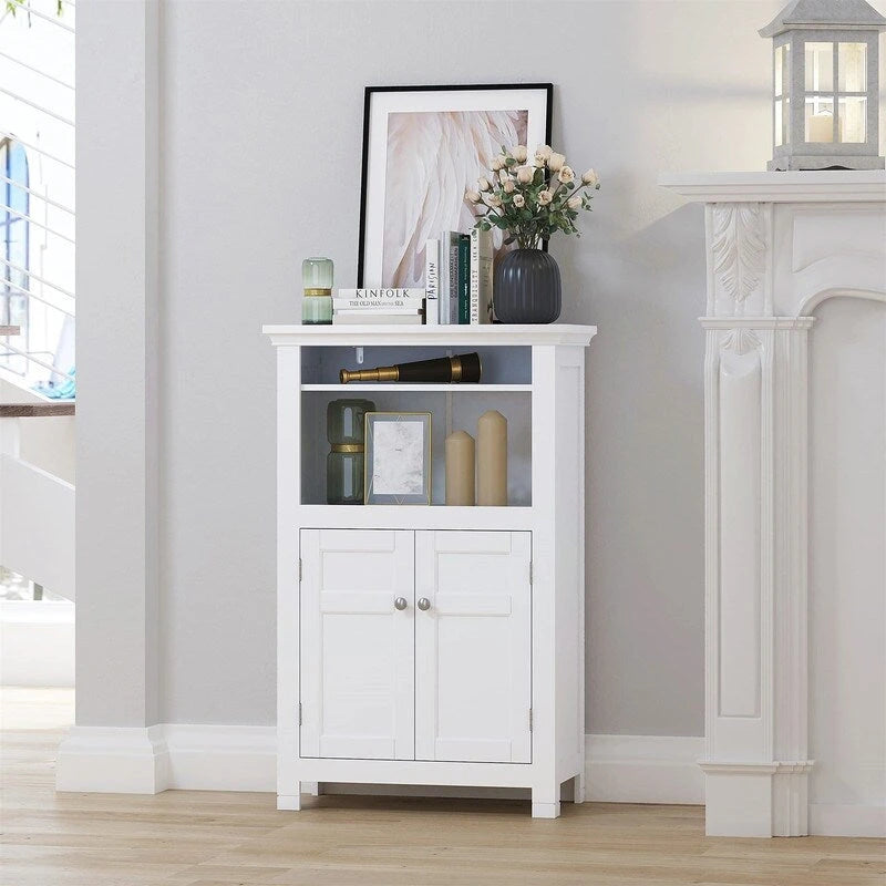 Meuble de salle de bain autoportant avec portes et étagère réglable - 30P x 60L x 94.5H cm