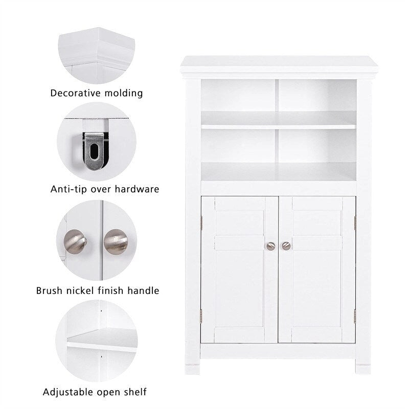 Meuble de salle de bain autoportant avec portes et étagère réglable - 30P x 60L x 94.5H cm